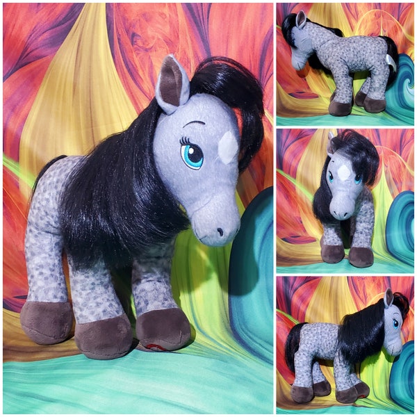 Build a Bear Horse & Hearts Club Grey Speckled Appaloosa Pony Plush 17".