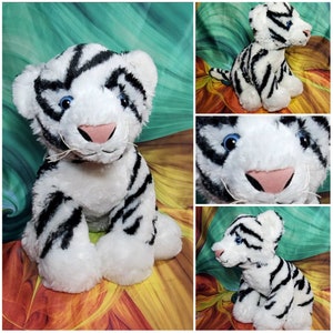 13&quot; Build A Bear Siberian White Tiger Blue Eyes 2016 Plush Stuffed BABW