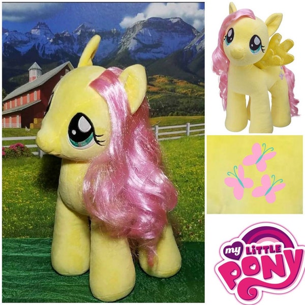 Build A Bear Fluttershy My Little Pony Pegasus MLP Plush Yellow Pink Butterfly