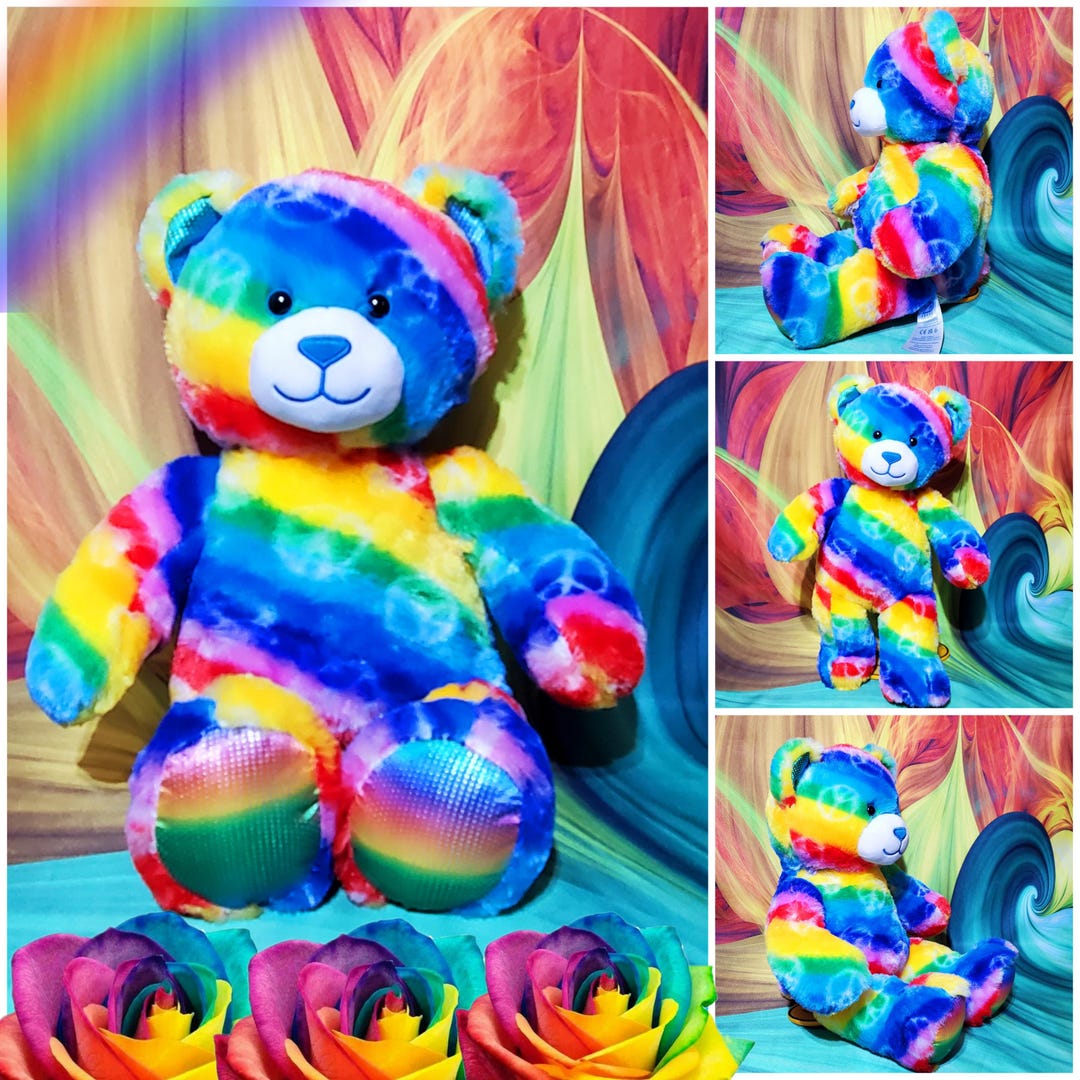 Build-a-bear Rainbow Peace Teddy Tie Dye 16" Stuffed Plush 25th Anniversary - Etsy
