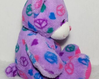 Build-A-Bear Purple Peace Sign Hearts 