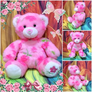 Build a Bear Pink Spring Season of Hugs Flower Paw BABW 16" Stuffed Plush Teddy