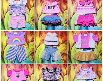 Build A Bear 2 Pc Outfit Shirt Skirt Shorts Girl Teddy Bear Clothes Lot 23