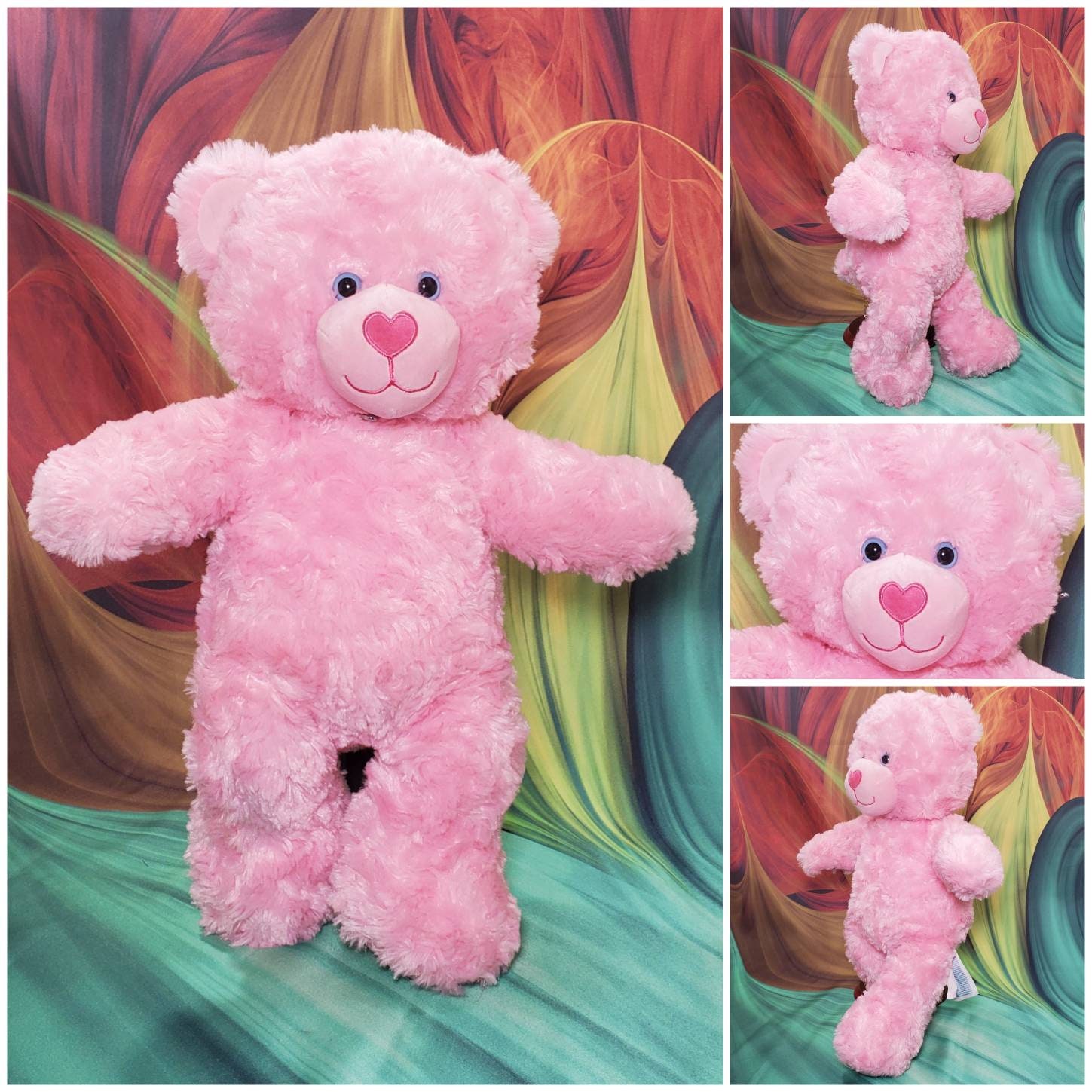 Build a Bear Pink Curly Swirl Fur Plush Teddy Heart Nose - Etsy