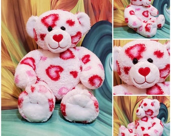 15" Build a Bear Valentines Day Teddy Plush Red Pink Hearts Stuffed BABW B16