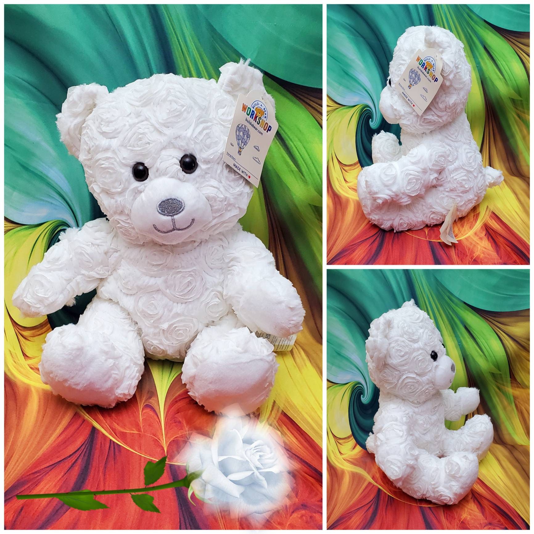 Build-a-bear ROSE Bear Red White Pink Sweetheart Valentines Day