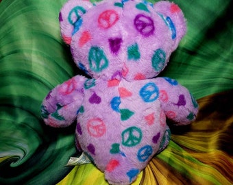 Build-A-Bear Purple Peace Sign Hearts 