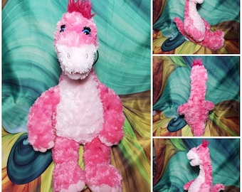 19" Build A Bear Pink Purple Spotted Dinosaur Push Stuffed BABW Apatosaurus