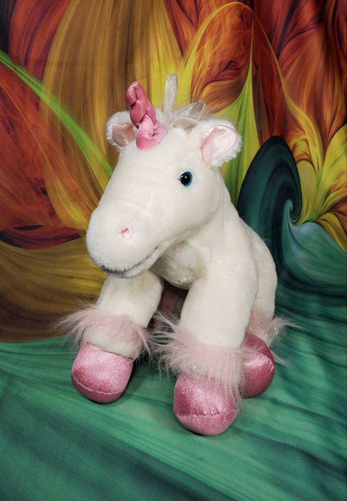 Build A Bear Workshop Magical Unicorn White Plush BABW Pink Stuffed Toy Etsy