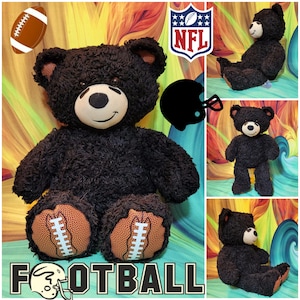 Build A Bear Football Player Teddy Pigskin Feet Ears Black 18" NFL Stuffed Plush