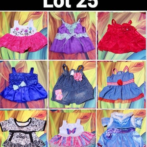 Build A Bear Elegant Dress Purple Pink Rose Black Flowered Tulle Clothes Outfit Lot 25