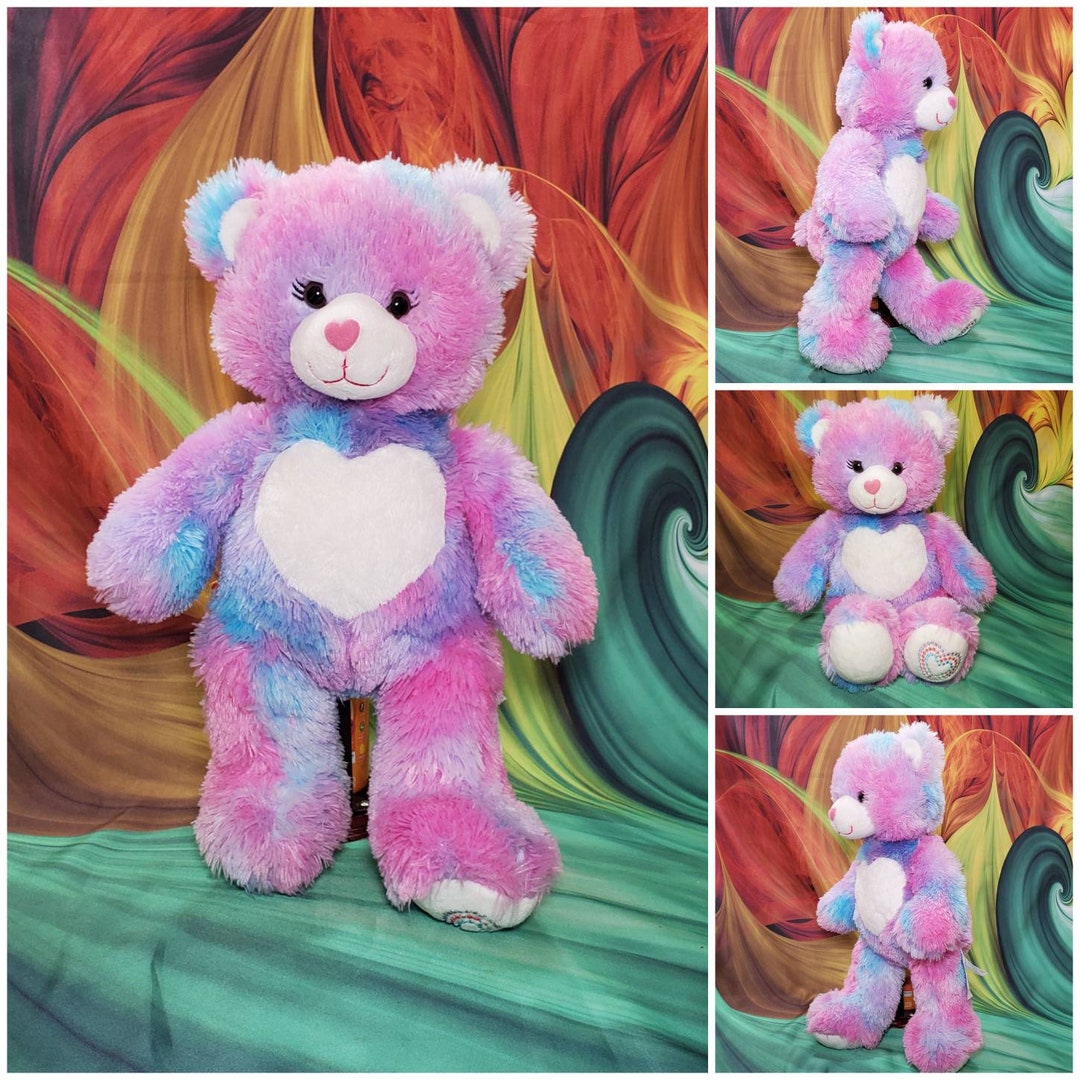 Build A Bear Furever Heart Hugs Pastel Tie Dye 16" Plush Teddy Blue ...