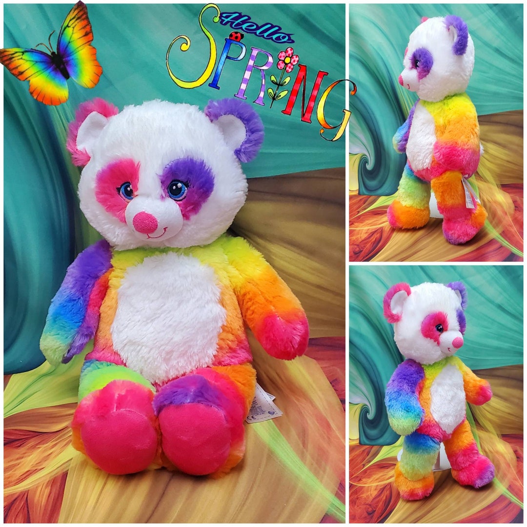 Build A Bear Spring Rainbow Tie Dye Panda Plush Stuffed Animal