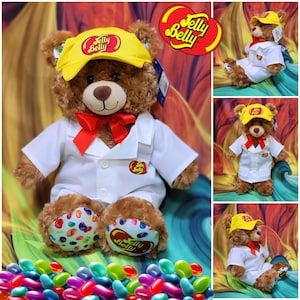 NEW RARE Build a Bear Jelly Belly Brown 18” Stuffed Plush Teddy Coat & Hat NWT