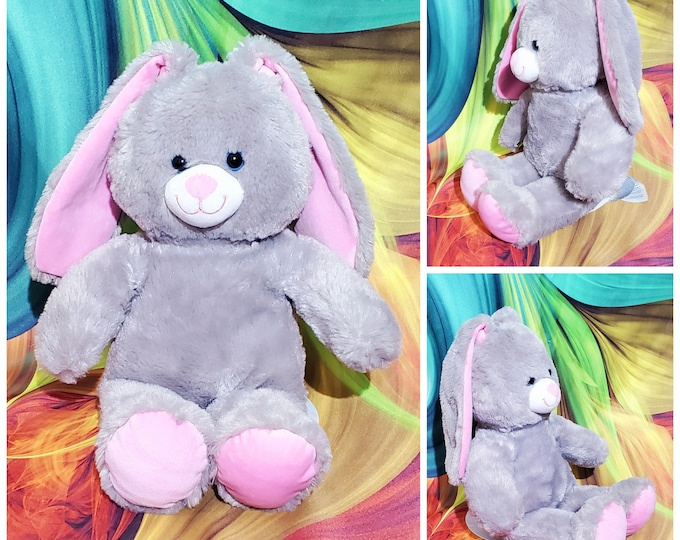 RARE Build-a-bear Gray Bunny Rabbit Authentic Retired Stuffed BAB Plush ...