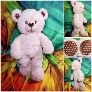 15" Build-A-Bear Pink & Brown Hearts Plush 2013 BABW Stuffed Teddy  B60