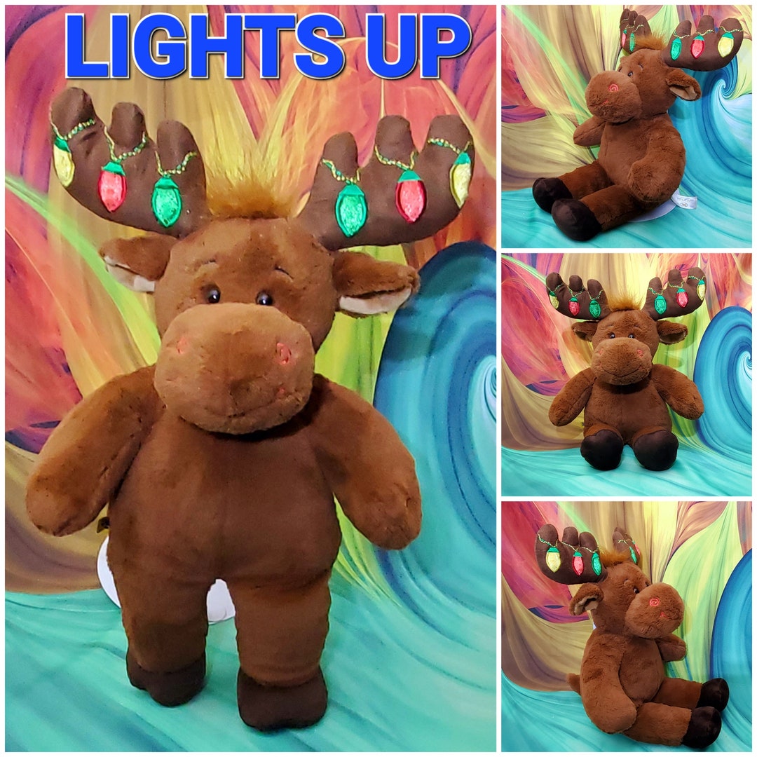 Build A Bear Reindeer Hal Moose Antlers Light up Christmas Bulbs
