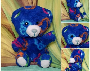 Build a Bear Blue Peace Signs Smallfry Buddies 8" Stuffed Plush Mini Teddy