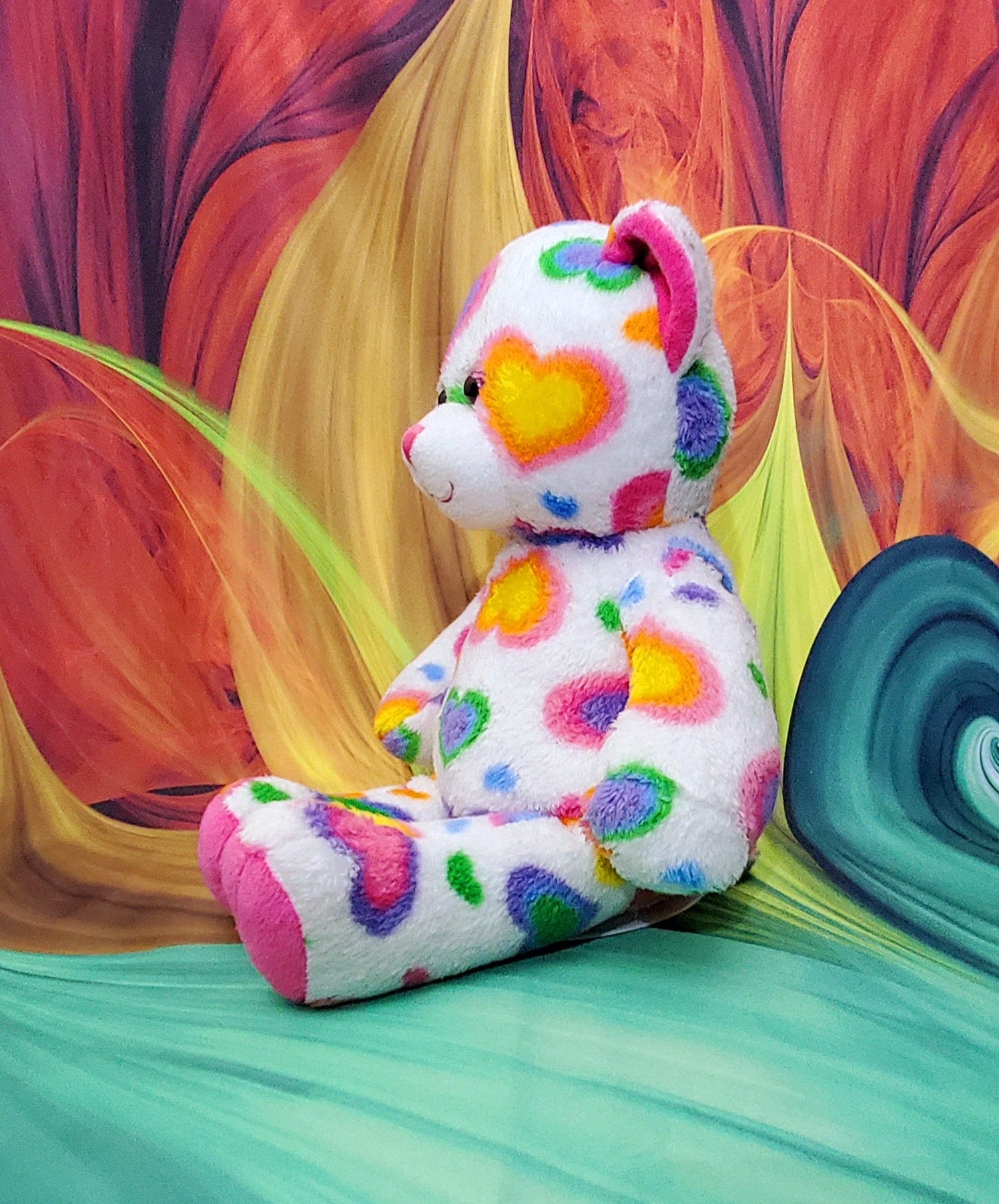 2011 Build a Bear Colorful Hearts Teddy Bear 16 Plush Valentines Day B13 Etsy