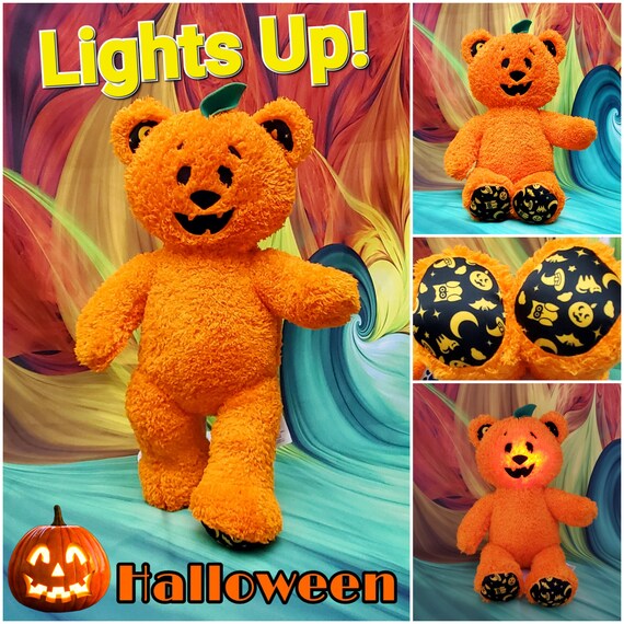 16 Build A Bear Pumpkin Halloween Jack O'lantern Orange Glo Lighted Stuffed  Plush 