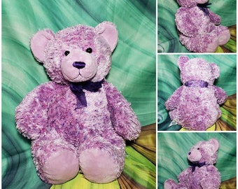 16" Build A Bear Nikki II Purple Fat Plush Teddy BABW Cancer Awareness Stuffed