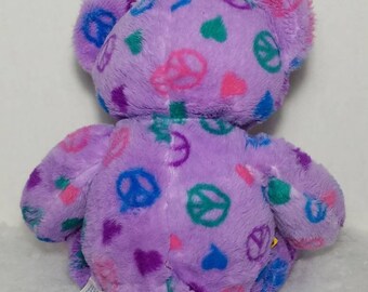 Build-A-Bear Purple Peace Sign Hearts 