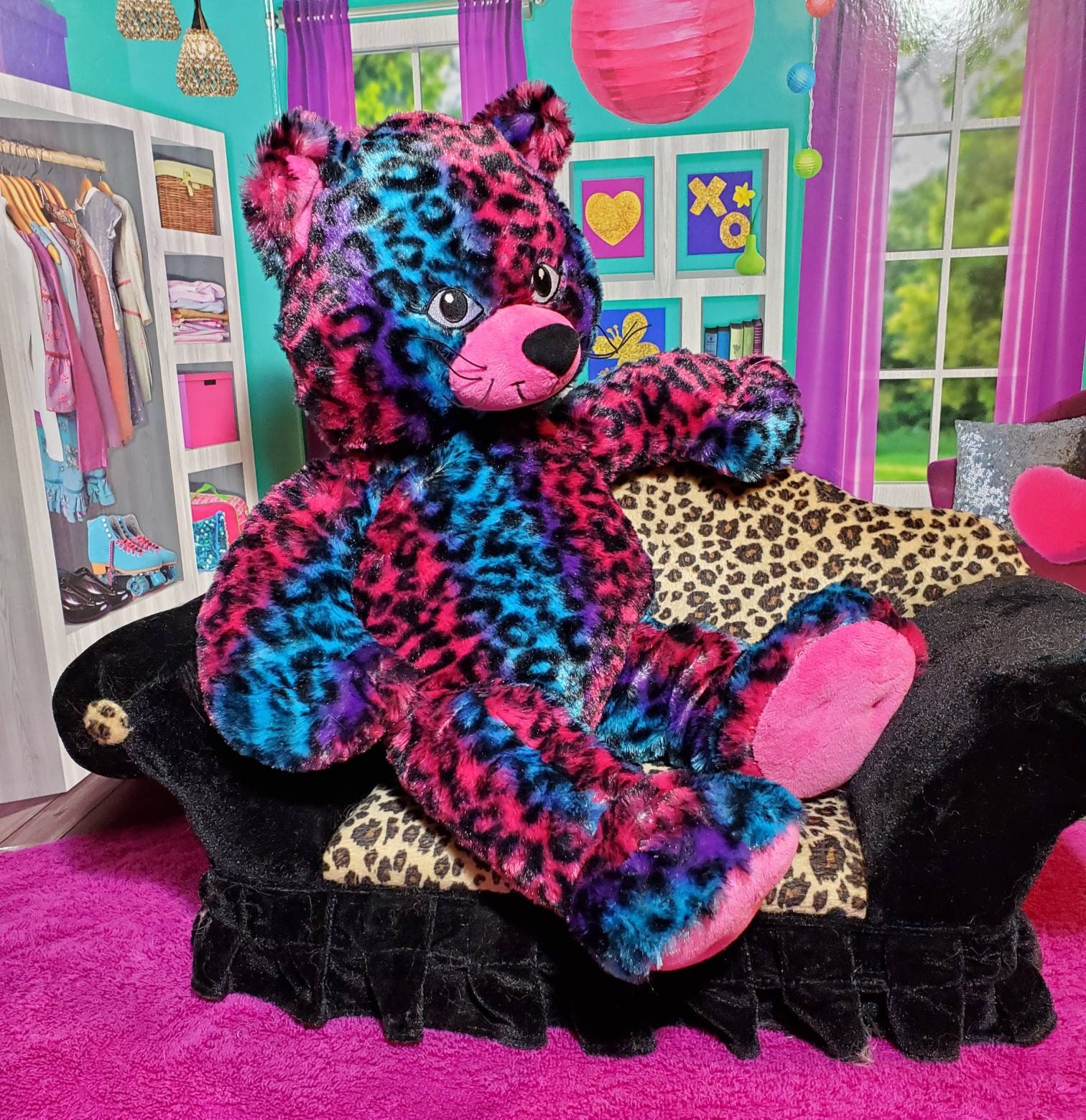 BUILD A BEAR LIGHT PINK SASSY CAT KITTY LEOPARD STUFFED ANIMAL PLUSH TOY BABW 