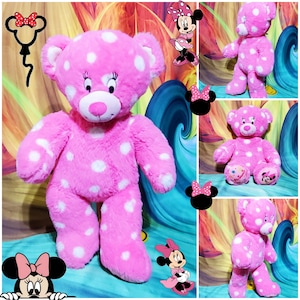 Build a Bear Disney Minnie Mouse Pink White Polka Dot Stuffed Plush 16" Teddy image 1