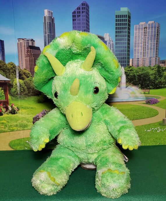 green triceratops stuffed animal
