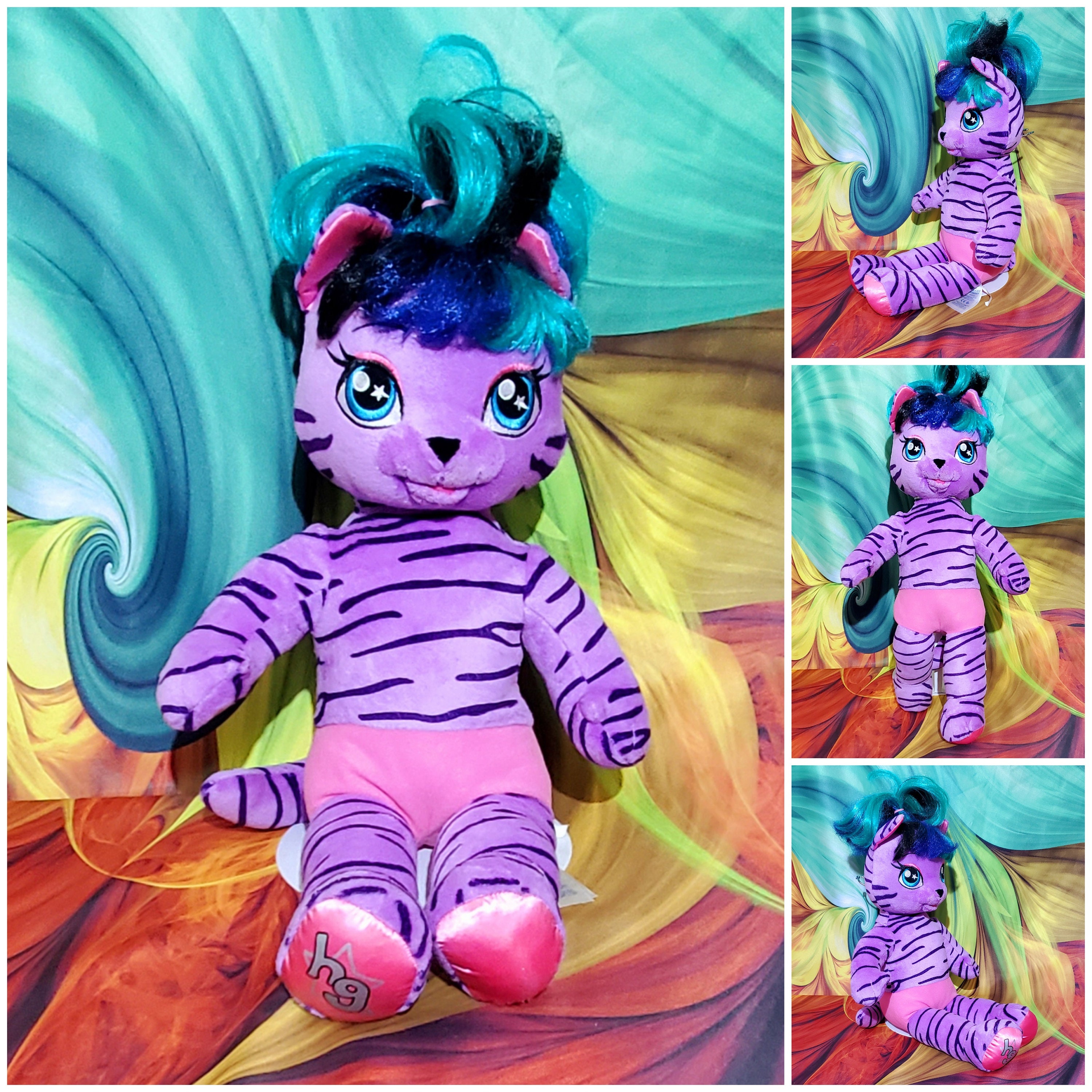 Ours En Peluche Construction A – Modèle Teegan Violet Zebré – Filles – Jouet Doux