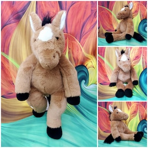 18" Build a Bear Floppy Horse Brown White Stuffed Plush Pony Vintage BAB Retired