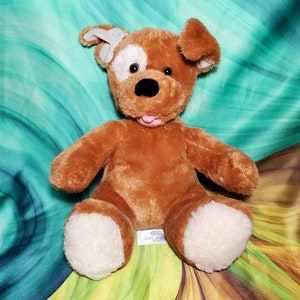 Build A Bear Brown Puppy Dog White Eye Patch 15” Plush BAB Stuffed ...