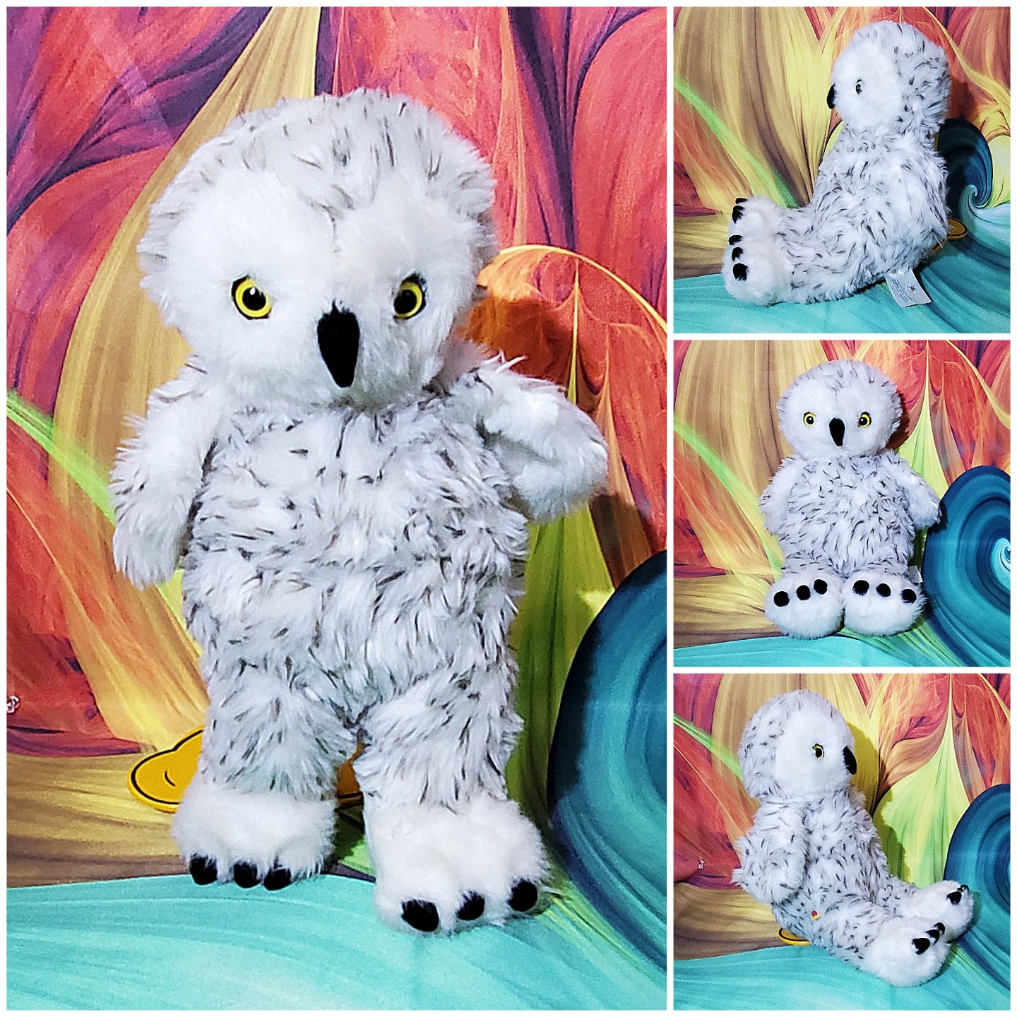 Build a Bear Spotted Snowy Owl Harry Potter Stuffed Animal Plush Rotates  Head