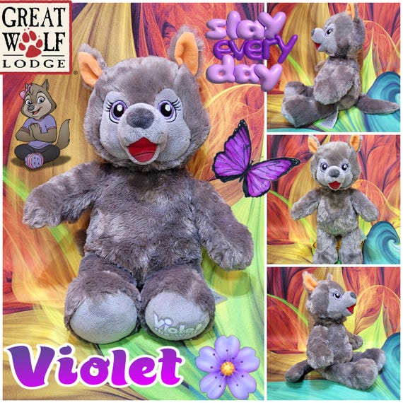 Build A-Bear Workshop ビルドアベア オオカミ ぬいぐるみ Build A Bear Workshop Violet the Wolf Great Wolf Lodge Gray 16