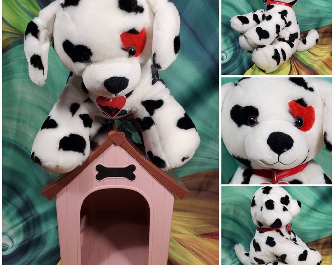 Build a Bear Puppy White W/ Black Red Hearts Eye Patch Eye | Etsy