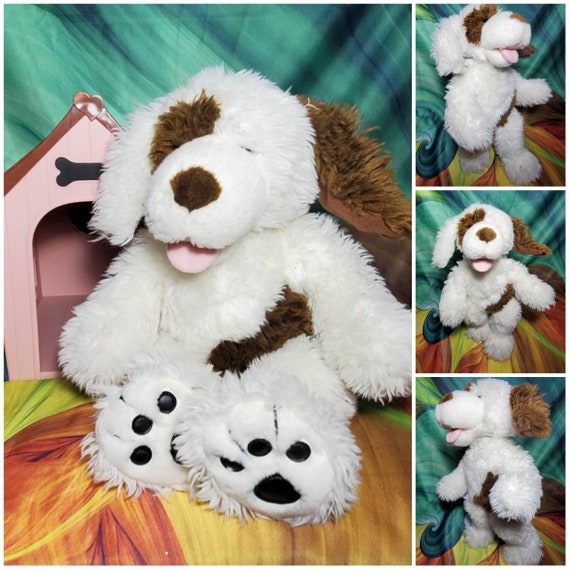 16 Build a bear White Puppy Dog Plush Shaggy Brown Patch Super Soft BABW Stuffed Etsy Canada