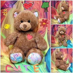 Build A Bear Workshop Hearts n Hugs Doodle Paws 16" Stuffed Plush Brown Teddy