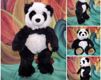 Build A Bear Black White Brown Panda Plush Stuffed Animal 16&quot; BABW Super Soft