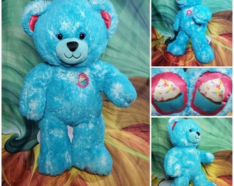 16" Build A Bear Blue Bear Cupcake Sprinkles Turquoise Teddy Plush Stuffed BAB. B97