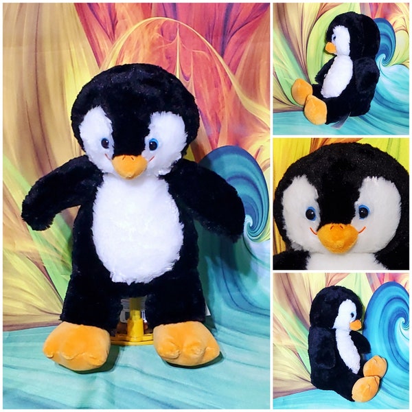 Build-A-Bear Black & White Smiling Penguin Stuffed Plush  15” Bird Chick