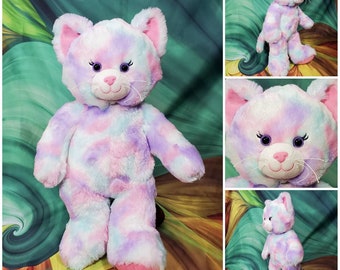 16" Build A Bear Workshop Cat Plush Pastel Tie Dye Swirl BABW Stuffed Kitty RESERVED
