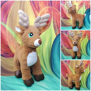 17" Build A Bear Vixen Brown Reindeer Team Santa Plush Green Eyes Stuffed Deer