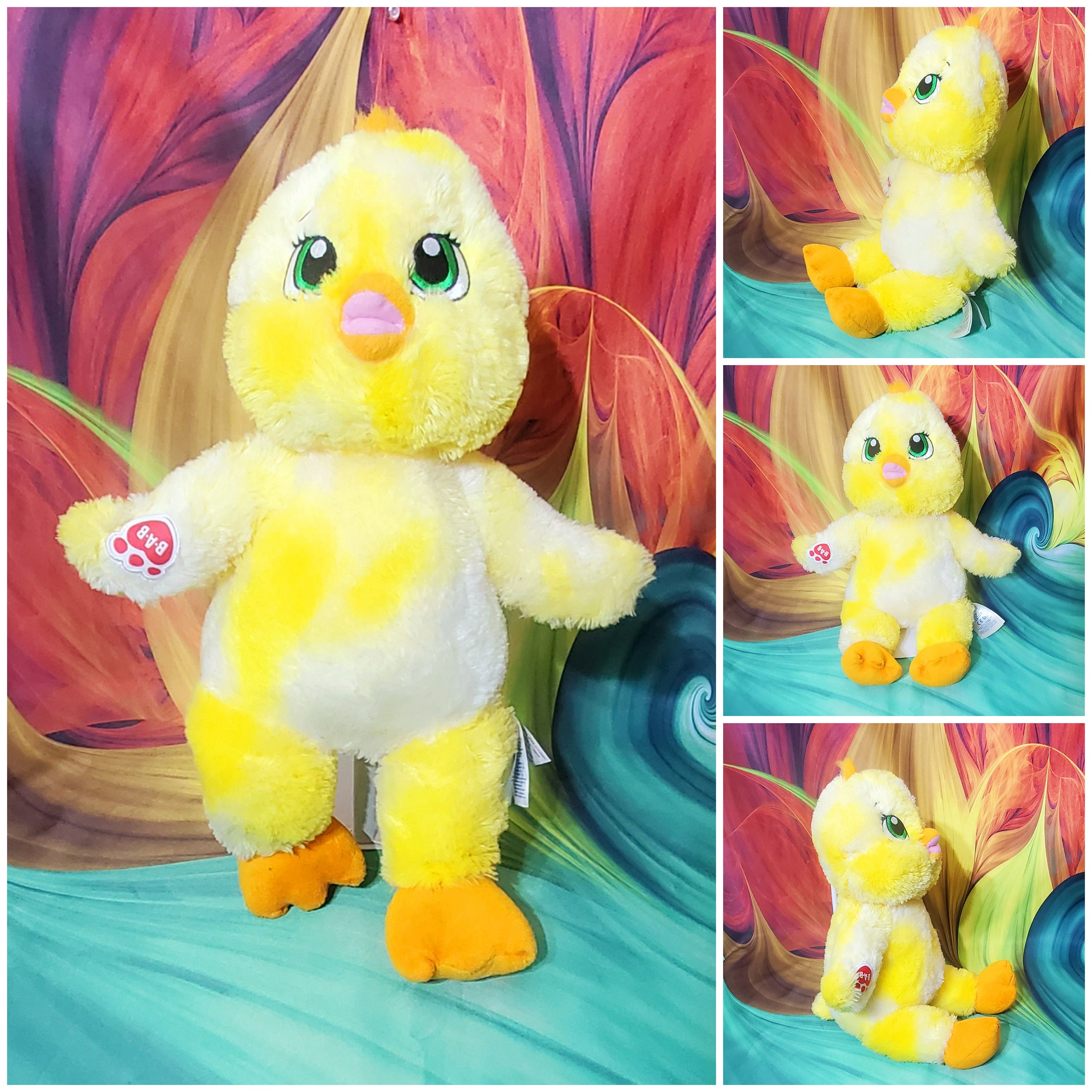 Build A Bear Easter Baby Chick Duck 15” Yellow White Tie Dye Plush