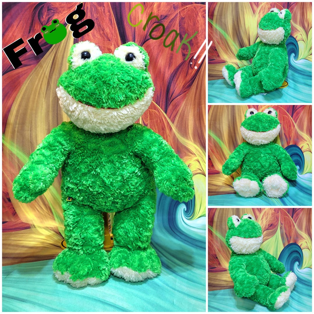 Build A Bear Green Smiling Frog Curly 16" Stuffed BABW Plush Toy - Etsy