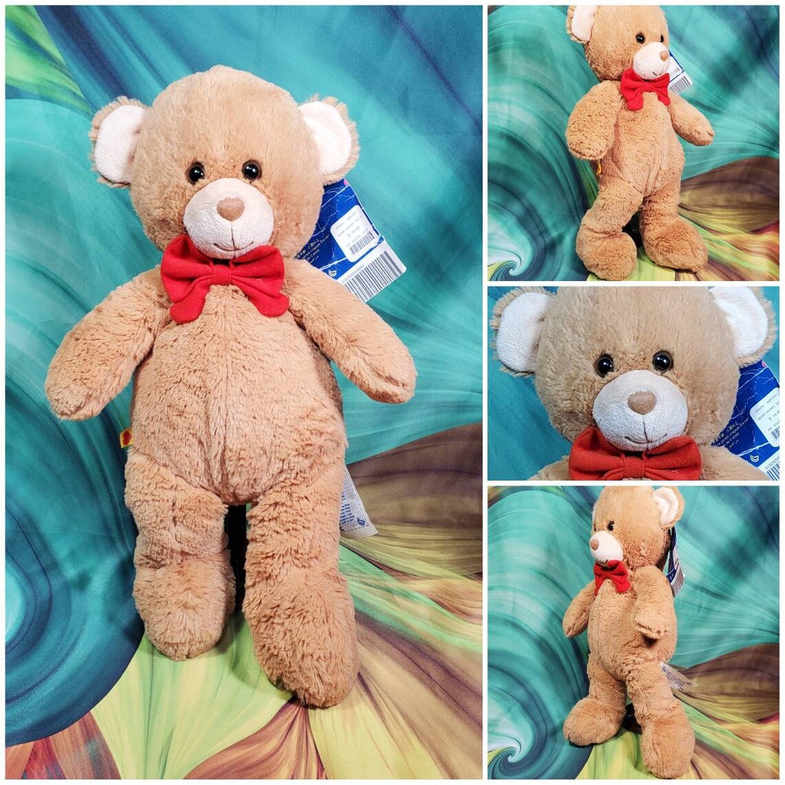 Build a Bear Beary Merry Christmas Teddy Tan w/Tags Red Bow Etsy