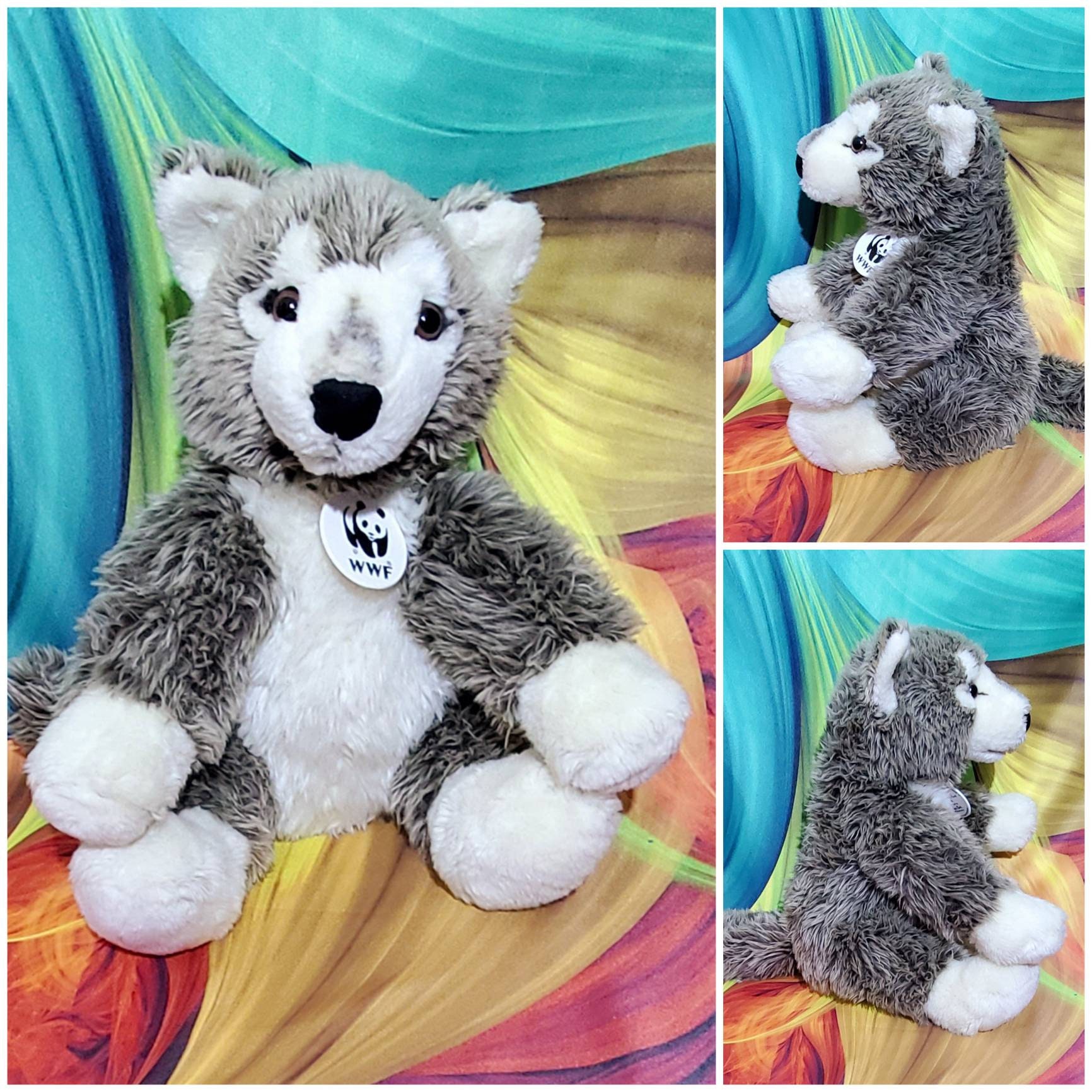 Peluche WWF BAB en forme de loup en bois de construction du World Wildlife Fund 33 cm gris Etsy France
