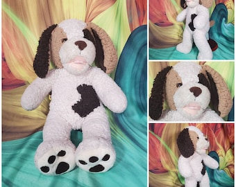 Build A Bear Dog Patches Paw Print Plush Puppy Stuffed BAB 16"