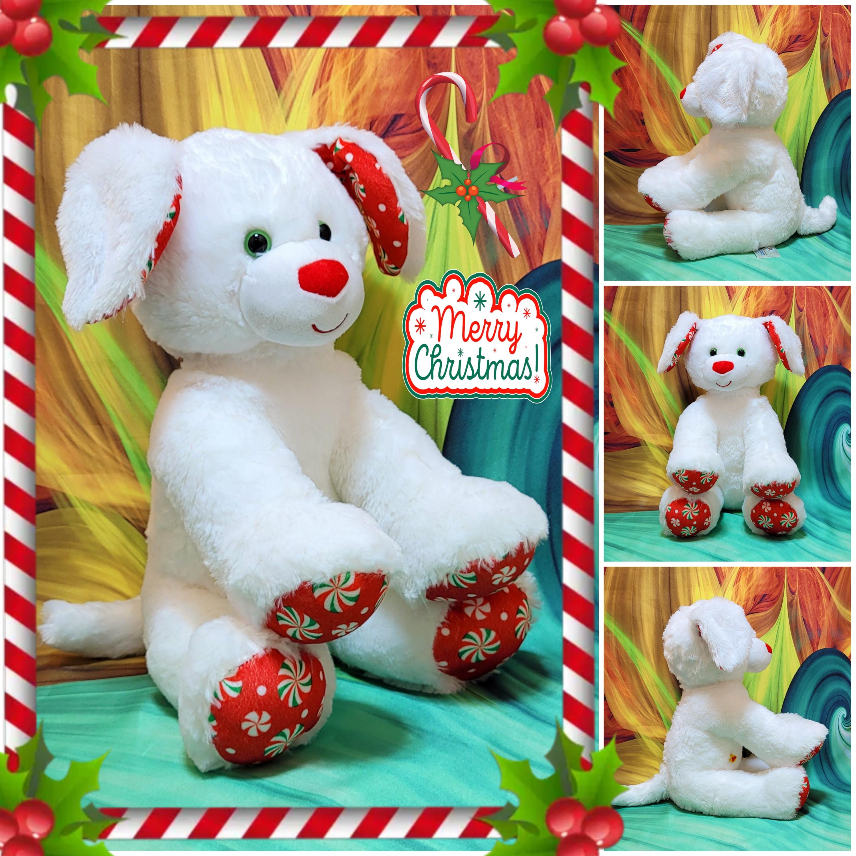 ビルドアベア buildabear タイニーチャム クリスマス ぬいぐるみ Build A Bear Workshop Peppermint Puppy Dog White 16