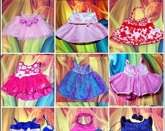 Build-A-Bear Pink Formal Ruffled Halter Top Sequined Dress Teddy Outfit Valentines Hearts Princess Pinafore Clothes Lot 5