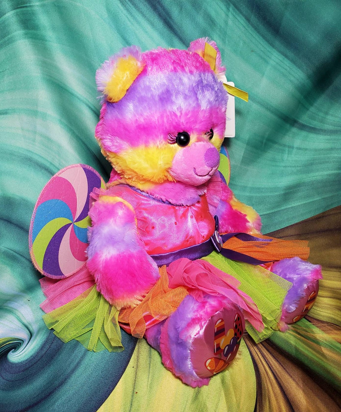 Build A Bear Tropical Popsicle Teddy Tie Dye Rainbow w/ Lolly | Etsy Build A Bear Tie Dye Bear Machine